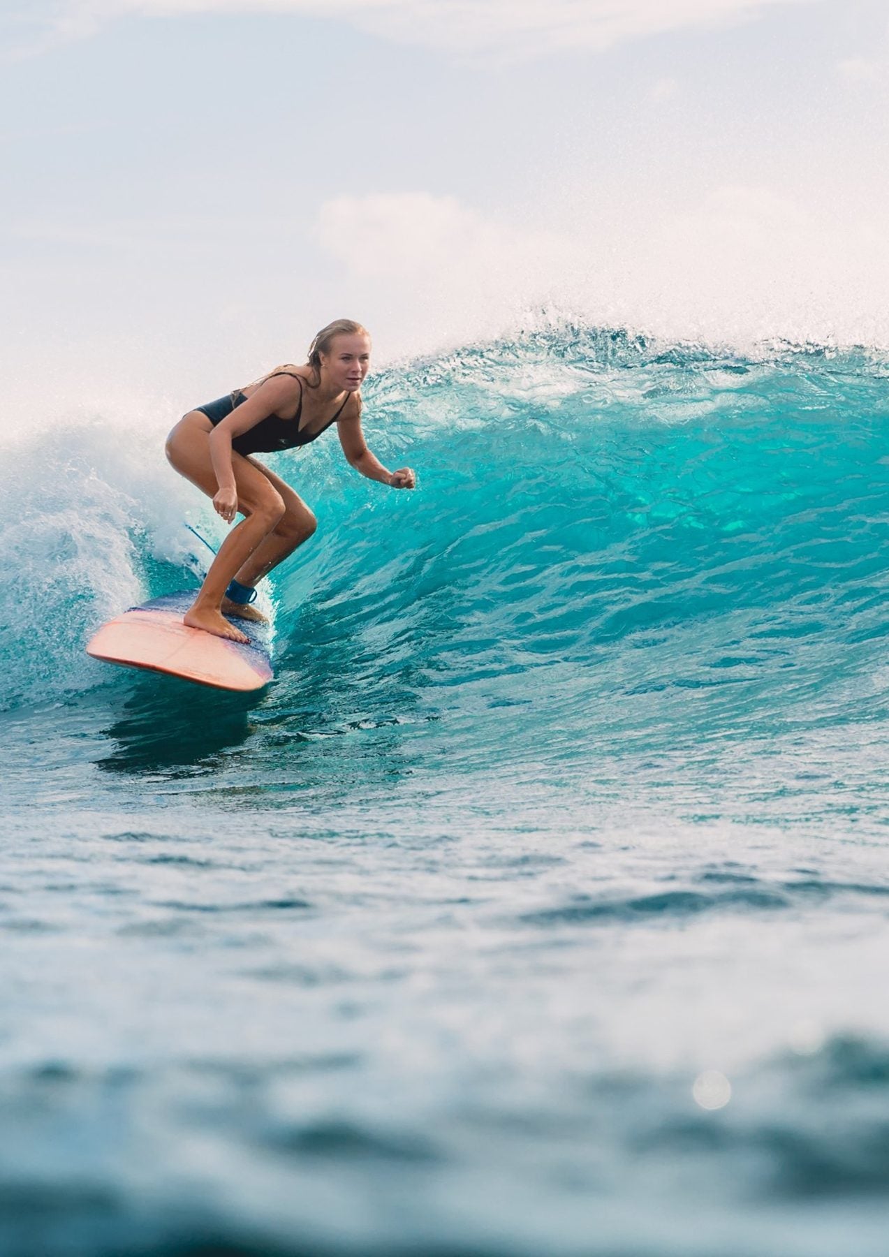 Surfer riding a wave